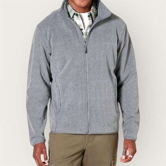 Amazon Essentials Men’s Full-Zip Fleece Jacket Gray XXL Lightweight - Picture 1 of 11